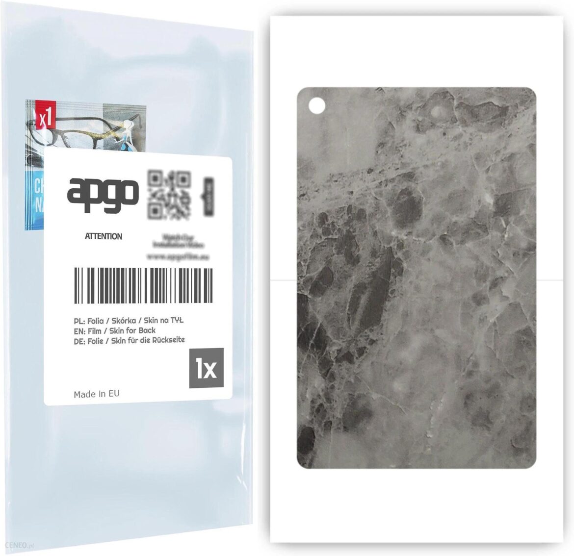 Apgo Folia naklejka skórka strukturalna na TYŁ do TCL Tab 7 Lite – Marmur Czarny SKINS (KMCZAPGO006976TYT)
