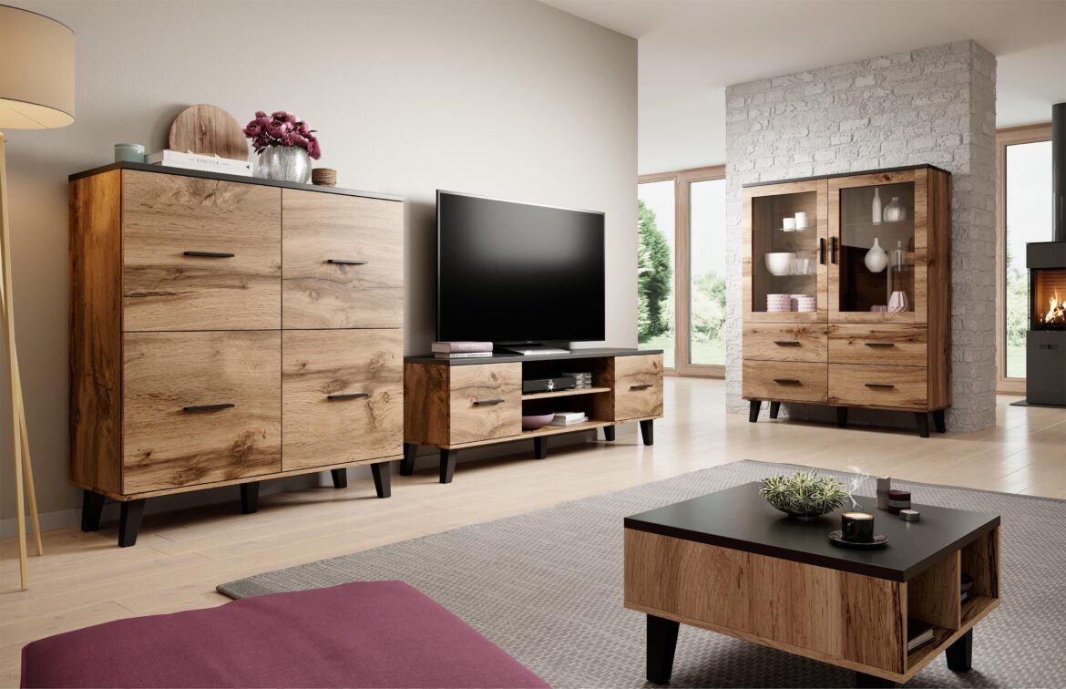 Cama Meble Zestaw Lotta1 Rtv1602D2K+Wit+Kom1104D+ Ław60 W/Cz