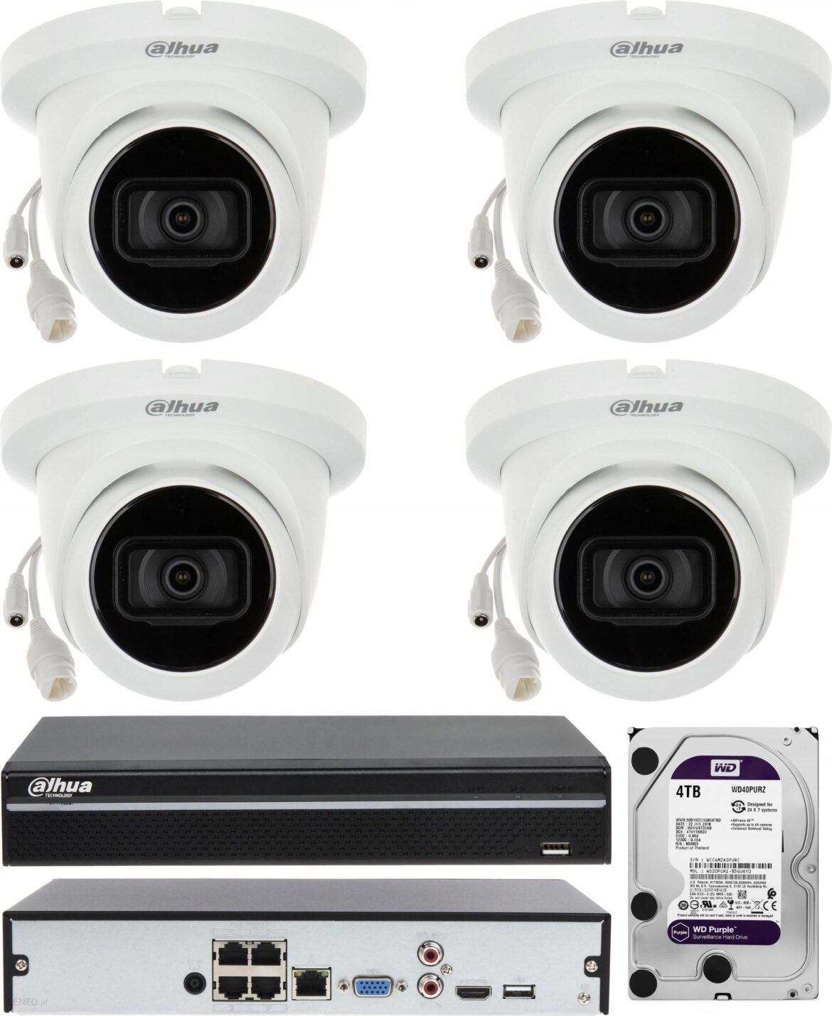 DAHUA 4X KAMERA 5MPX POE ZESTAW MONITORINGU IP