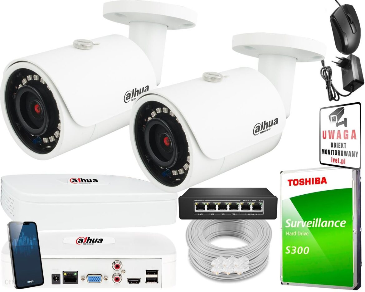 DAHUA ZESTAW DO MONITORINGU IP 2X IPC-HFW1230S-0280B-S5, NVR2104-S3