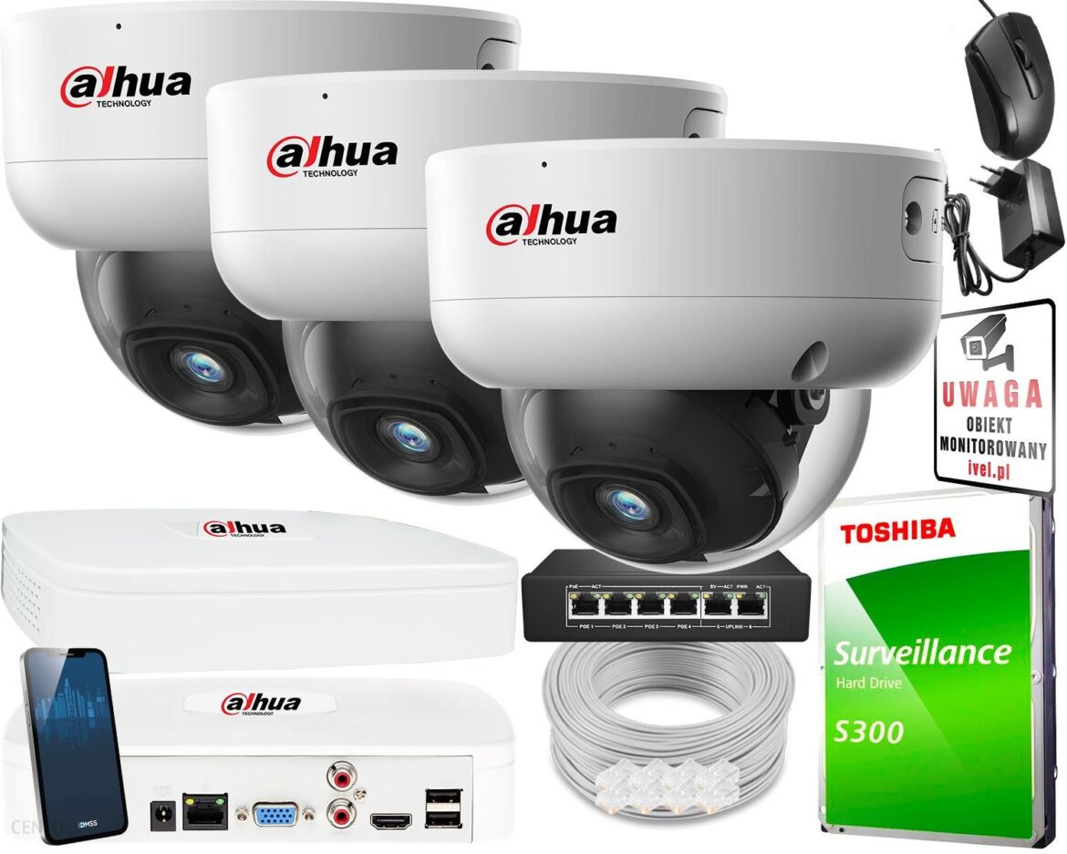Dahua Zestaw Do Monitoringu Ip Wizsense 3X Ipc-Hdbw3541E-As-0280B-S2 Nvr4104-4Ks2/L (ZM26233)