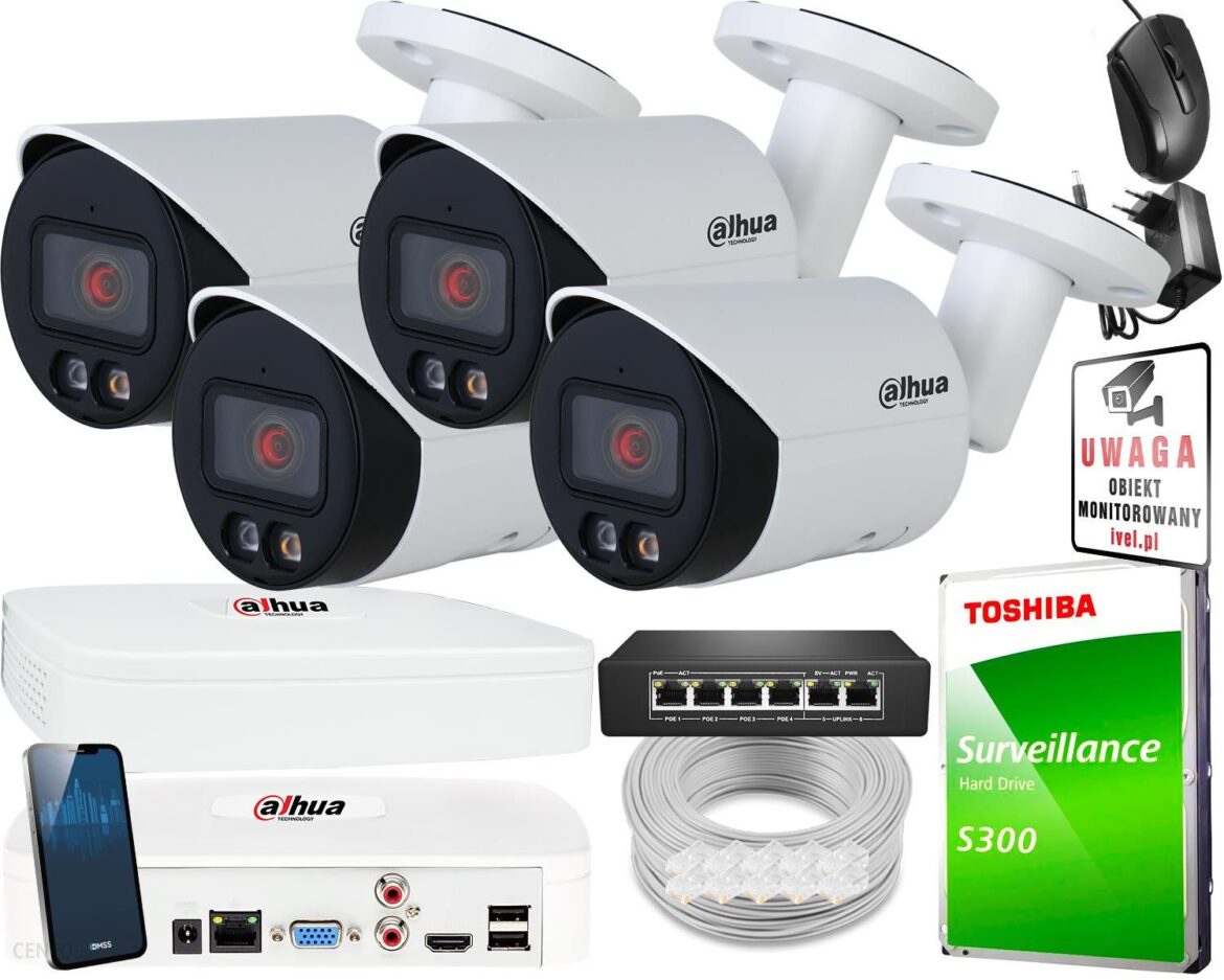 DAHUA ZESTAW DO MONITORINGU IP WIZSENSE 4X IPC-HFW2249S-S-IL-0280B, NVR2104-S3