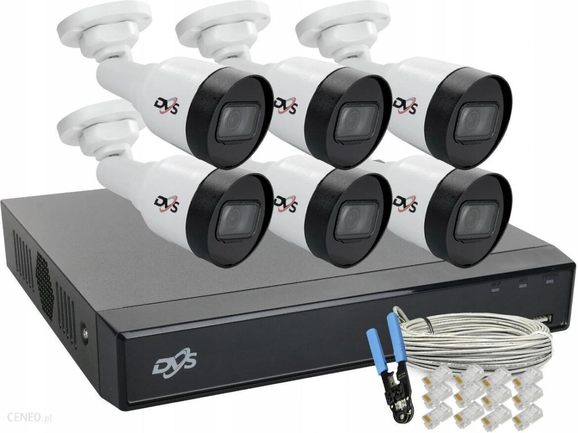 DVS ZESTAW DO MONITORINGU IP P2P 6 KAMER 4MPX 2K POE