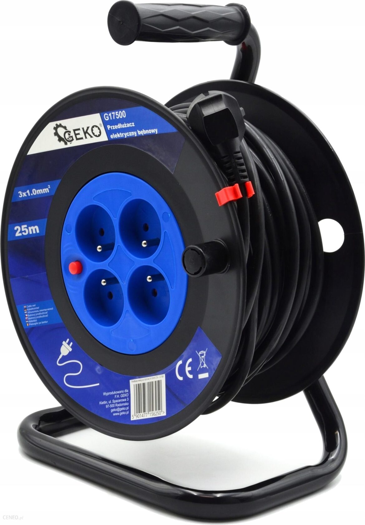 Geko Przedłużacz Bębnowy Budowlany 4 Gniazda 25M 3X1Mm (G17500)