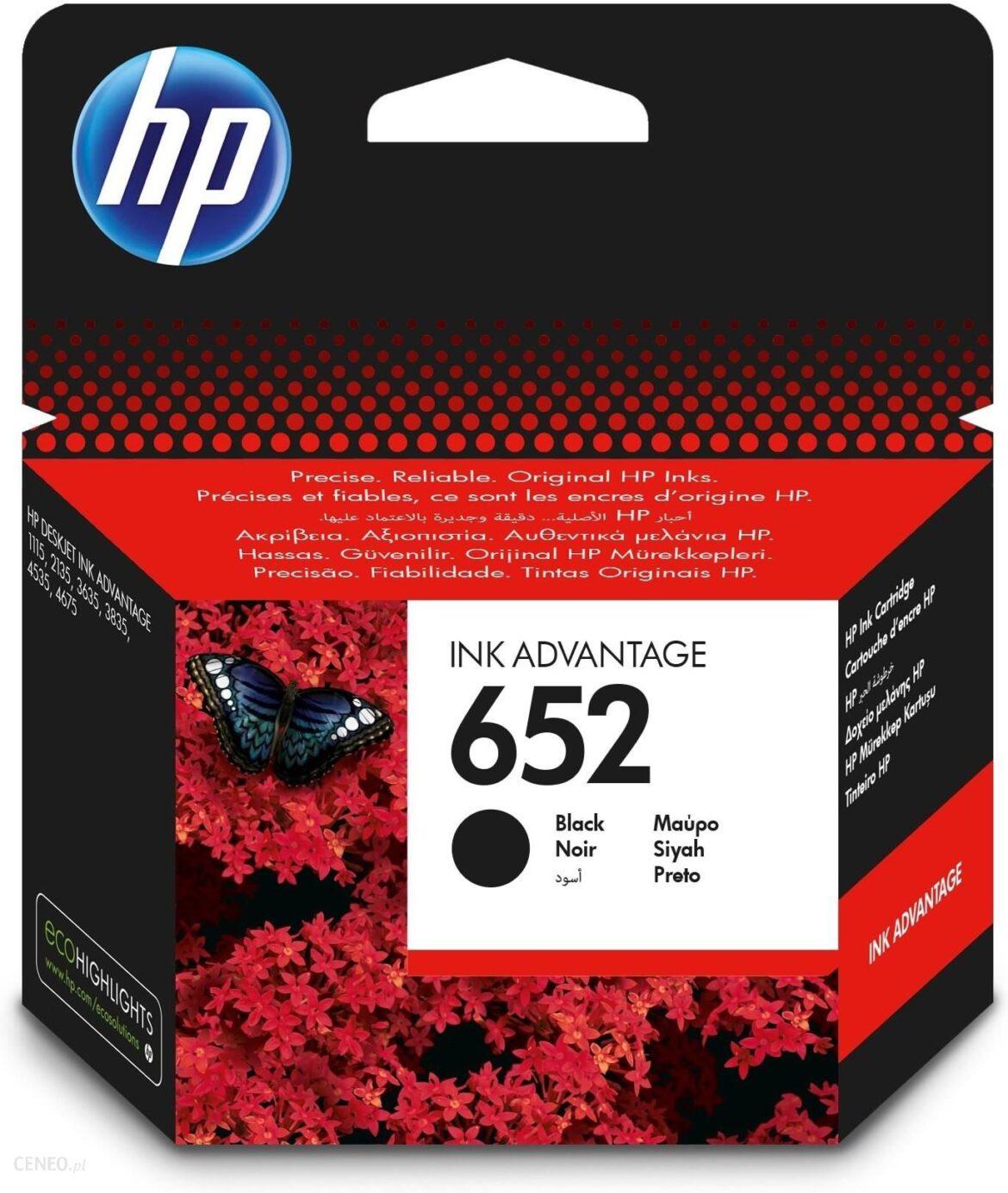 HP 652 Czarny (F6V25AE)