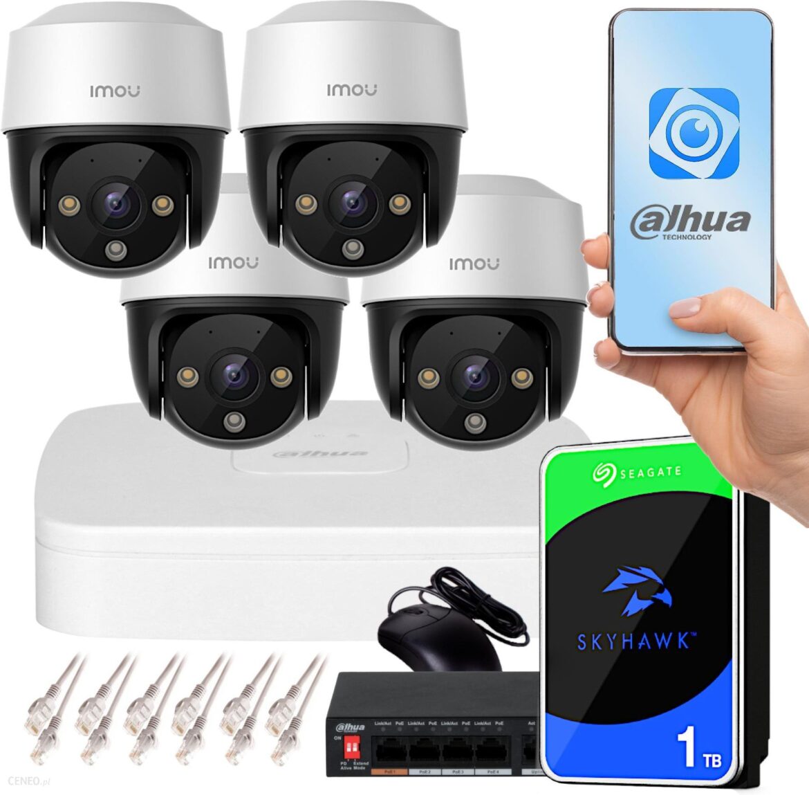Imou Zestaw Monitoringu 4 Kamery Obrotowe 2Mpx Poe (Z36776)