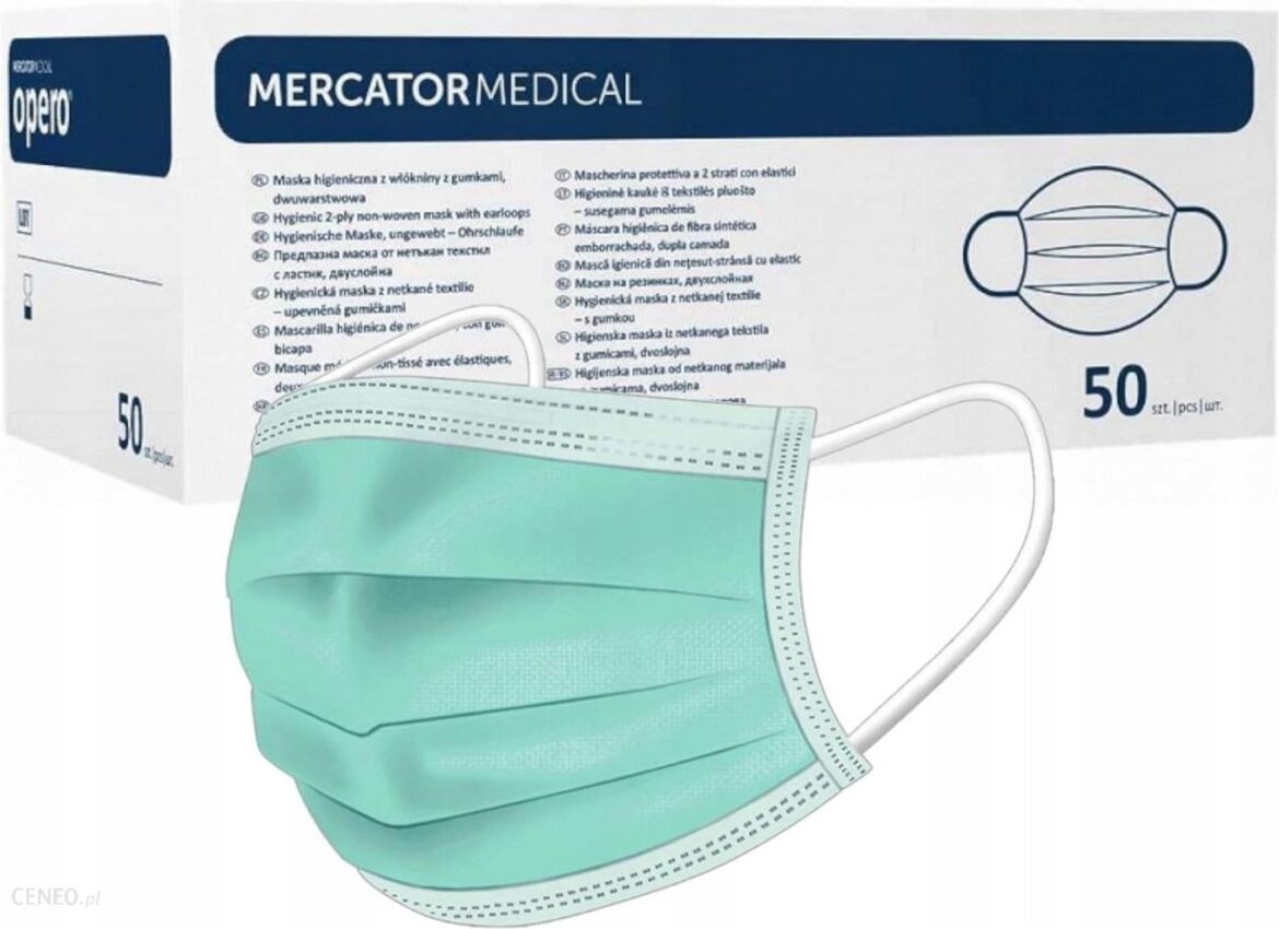 Mercator Medical Jednorazowe Maseczki Chirurgiczne Zielone Op.50szt.