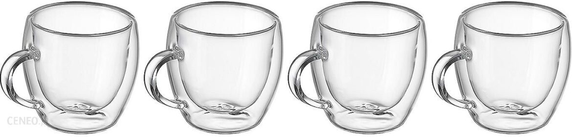 Mg Home Szklanki Termiczne Z Uchem Renza Do Kawy 90Ml Latte Komplet 4Szt. Szklanek (RENZA90ML4SZTMG)