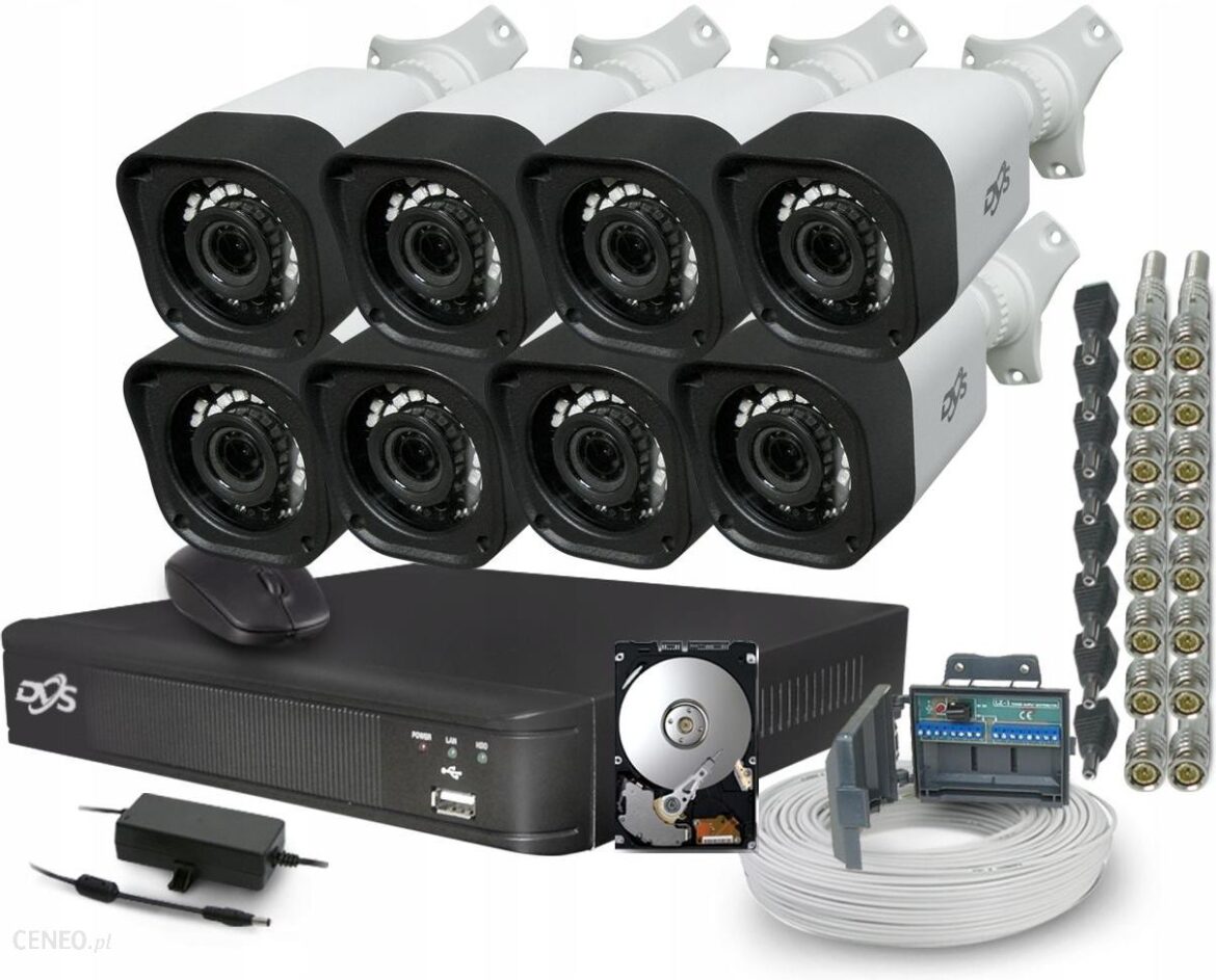 Monitoring 8 Kamer 5 Mpx Zewnętrzne Dzień Noc Dysk