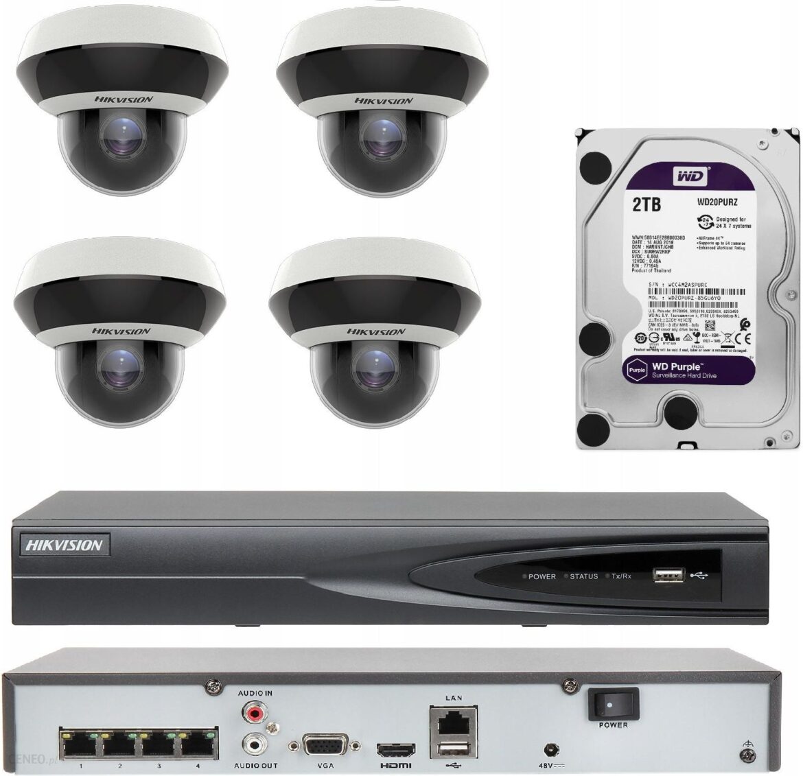 Monitoring Domu 4 Kamery Ip DS-2DE2A204IW-DE3 PoE
