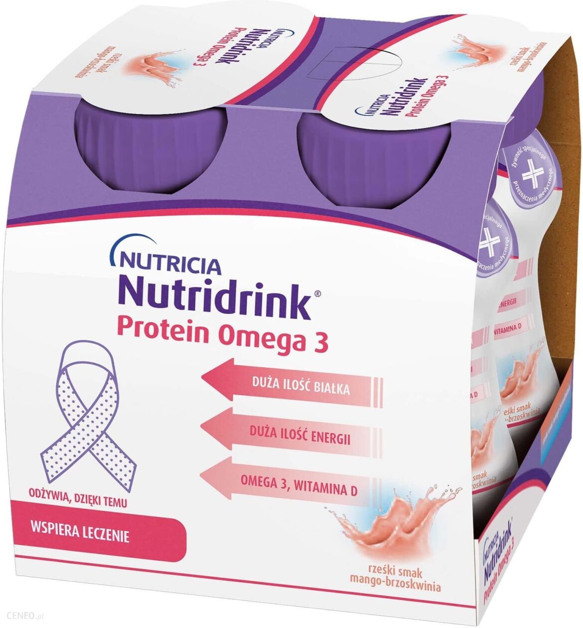 Nutridrink Protein Omega 3 rześki smak mango brzoskwinia 4x125ml