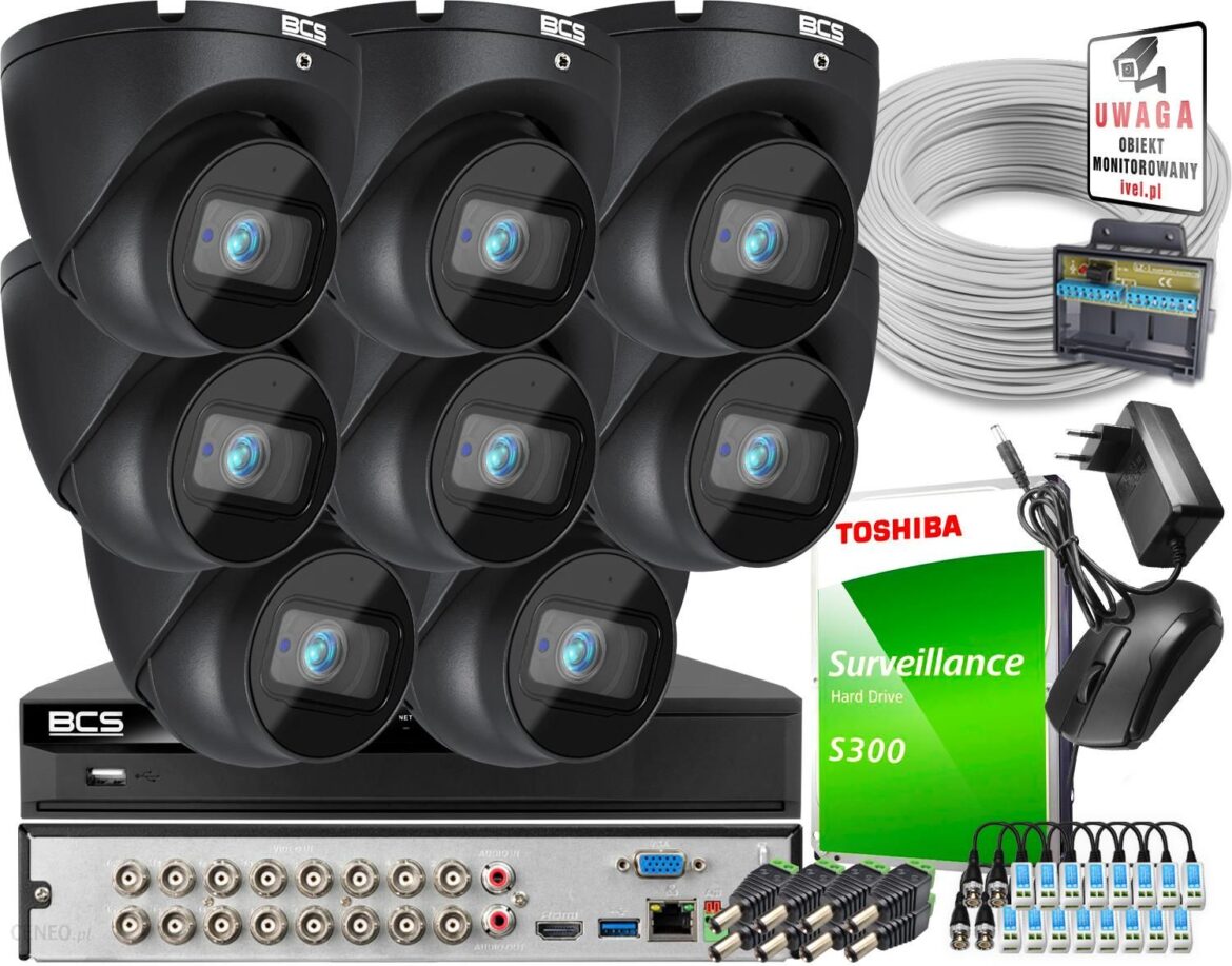 Oferta Monitoringu 16 Kanałowy Na 8X Kamera 8 Mpx Bcs-Ea18Fwr3-G Ir 30M Wbudowany Mikrofon