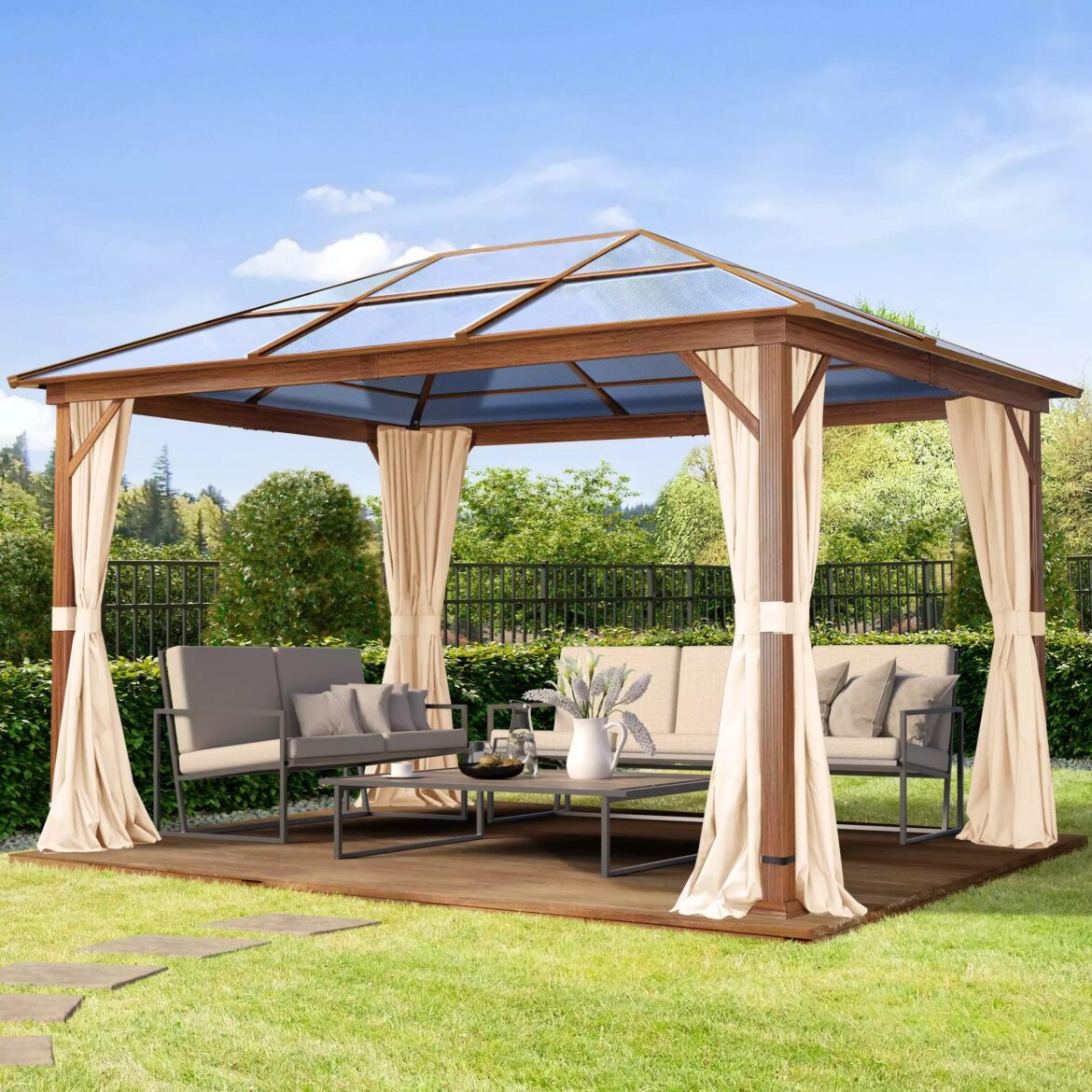 Pawilon Ogrodowy Hardtop Forest Deluxe Szampański 3X4m W Optyce Dębu